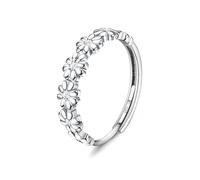 Sterling Silver Daisy - Yellow/Pink/White Cubic Zirconia Open Adjustable Statement Ring for Women & Girls