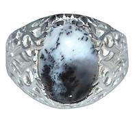 Sterling SILVER Dendrite OPAL Men's Ring, Natural Gem Gents 925 Rings (W)