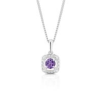 Sterling Silver Diamond & Amethyst February Birthstone Pendant