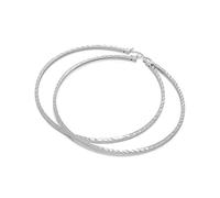 Sterling Silver Diamond Cut 2mm Square 70mm Hoop Earrings