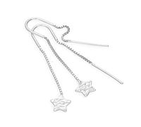 Sterling Silver Diamond Cut Star Pull Through Earrings