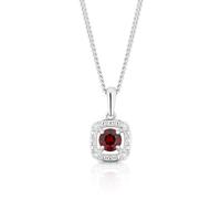 Sterling Silver Diamond & Garnet January Birthstone Pendant
