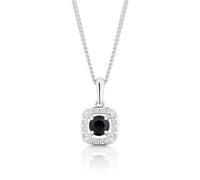 Sterling Silver Diamond & Sapphire September Birthstone Pendant