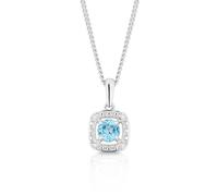 Sterling Silver Diamond & Topaz November Birthstone Pendant