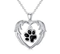 Sterling Silver Dog Urn Necklace - Heart Dog Paw Memorial Keepsake for Ashes (Cremation Jewellery Gift for Women)