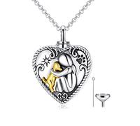 Sterling Silver Dog Urn Necklace - Memorial Keepsake for Ashes, Heart-Shaped Dog Cremation Jewellery Gift for Women