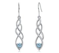 Sterling Silver Drop Earrings, Celtic Knot Women Dangle Earring for Women Girls, Fashion Hypoallergenic Earring with Blue Zircon Good Lucky Irish Earrings, Infinity Love Knot Earrings Jewelry Gift