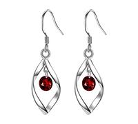 Sterling Silver Drop Earrings For Women,Heart Earrings Dangle Hypoallergenic Cubic Zirconia Dangle Hook Earrings 925 Sterling Silver Heart Gemstone Birthstone Earring Dainty Dangle Drop Earring