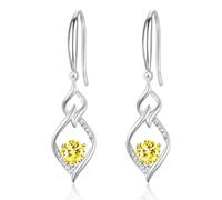 Sterling Silver Drop Earrings for Women, Hypoallergenic Silver Dangle Earring with Topaz Cubic Zirconia Double Twisted Linear Marquise Loops Wire CZ Hook Linear Earring Jewellery Gifts for Her Girls