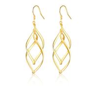 Sterling Silver Drop Earrings for Women, Silver Dangle Earrings for Girls, Twisted Linear Hypoallergenic Dangly Earrings, Jewellery Gifts for Birthday Anniversary Dating