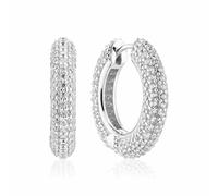Sif Jakobs Womens 925 Sterling Silver Carrara Medio Rhodium-plated Sterling-silver and Zirconia Hoop Earrings 1 Size