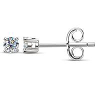 Sterling Silver Earrings for Women Men, Moissanite Hypoallergenic Small Stud Earingings, Lab Created Diamond 3MM, White Gold Plated, Birthday Jewelry Gifts