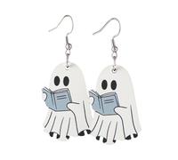 Sterling Silver Earrings Halloween Earrings For Women Cute Funny Halloween Lightweight Wood Dangle Drop Party Jewelry (Light blue, 5. 8x2. 3cm)