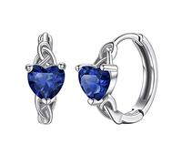 Sterling Silver Earrings Hoops Sapphire Jewellery for Women Heart Earrings Sparkly Earrings September Birthstone Earrings Huggies