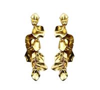 Sterling Silver Earrings Long Flower Petal Earrings Mature And Elegant Design Splicing (A, 12. 5x2. 5cm)