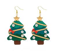 Sterling Silver Earrings Sparkling Christmas Earrings Tree & Snowflake Charms For Festive Style (D, 8X3CM)
