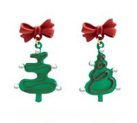 Sterling Silver Earrings Sparkling Christmas Earrings Tree & Snowflake Charms For Festive Style (E, 8X3CM)