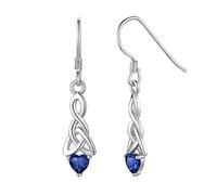 Sterling Silver Earrings Tiny Small September Sapphire Birthstone Earrings Hypoallergenic Silver Celtic Endless Knot Dangly Earring