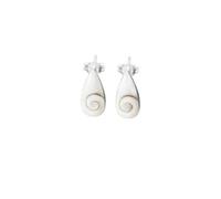 Sterling Silver Earrings with Santa Lucia Stone or Shiva's Eye/Stud Earrings with Natural Shells - Oval White Earrings
