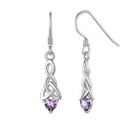 Sterling Silver Earrings Womens 925 Silver February Amethyst Heart Birthstone Earring Celtic Knot Jewellery