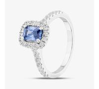Sterling Silver Emerald Cut Blue Tanzanite Cluster Ring S2190-P
