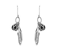 Sterling Silver Emma Stothard Silver Darling Whitby Jet Float Charm Hook Earrings EST-023