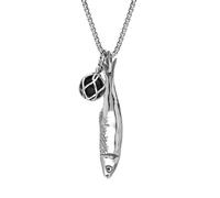 Sterling Silver Emma Stothard Silver Darling Whitby Jet Float Medium Charm Necklace EST-052