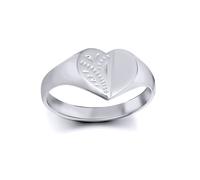 Sterling Silver Engraved Love Heart Signet Ring - ARN128 Jewelco London White P