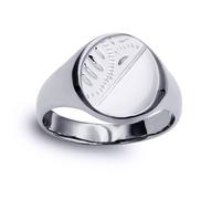 Sterling Silver Engraved Round Oval Signet Ring - ARN118 Jewelco London White P