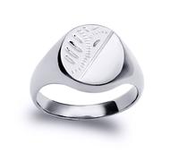 Sterling Silver Engraved Round Oval Signet Ring - ARN122 Jewelco London White X