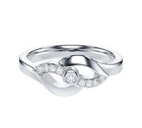 Sterling Silver Fancy Wave Kissing Lips Infinity Fashion Genuine Moissanite Promise Ring Engagement Ring (O)