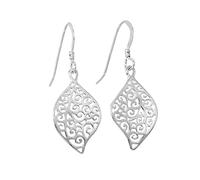 Sterling Silver Filigree Leaf Dangle Earrings