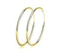 Sterling Silver Fine Hoop Earrings Circle Endless Loop- Jewellery for Women Girls Diameter Size: 20 30 40 50 60 mm (20mm Gold)