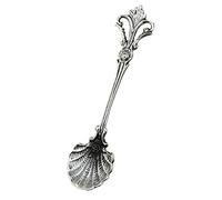 Sterling Silver Fleur de Lis 2.5" Salt Spoon or Mustard Spoon w/Scalloped Sea Shell Bowl