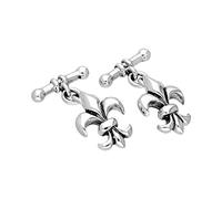 Sterling Silver Fleur-de-Lis Chain Link Cufflinks