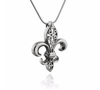 Sterling Silver Fleur-de-lis Pendant Necklace, Snake Chain