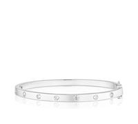 Sterling Silver Flush Set Cubic Zirconia Bangle