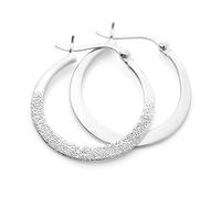 Sterling Silver Frosted 22mm Creole Hoop Earrings