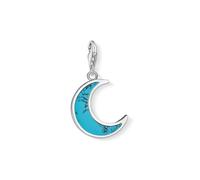 Sterling Silver Fun Turquoise Moon Charm Pendant