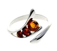 Sterling Silver & Genuine Baltic Amber Modern Ring - GL414A