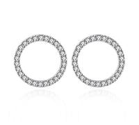 Sterling Silver Geometric Star Heart Square Mosaic Zircon Stud Earrings For Women Jewelry