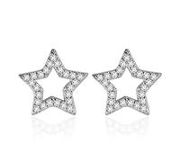 Sterling Silver Geometric Star Heart Square Mosaic Zircon Stud Earrings For Women Jewelry