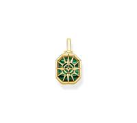 Thomas Sabo Womens Green Rebel at Heart Compass Star 18ct Yellow Gold-plated Sterling Silver, Zirconia and Malachite Pendant 1 Size