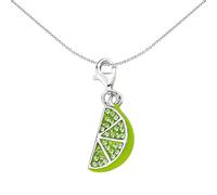 Sterling Silver Green Crystal Lime Quarter Link Charm - CM118 Jewelco London White One Size