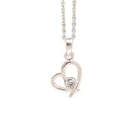 Sterling Silver Heart & CZ Crystal Necklace | Mini Gift | Cracker Filler
