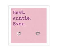 Sterling Silver Heart Earrings For Auntie - Versatile Open Heart Sterling Silver Ear Studs Earrings - Thoughtful Auntie Gifts - Best Auntie Ever - Ideal for all Special Occasions