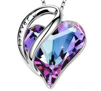 Sterling Silver Heart Necklace for Women Austrian Crystal Birthstone Pendant Hypoallergenic S925 Silver Necklace Jewellery Gift for Her on Valentine's Day Mother's Day Birthday Anniversary 45cm