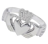 Sterling Silver Heavy Weight Irish Celtic Claddagh Ring Hearts Crown Hands Size N - Z3 British Made Jewellery With Jewellery Presentation Box (Size S)