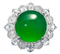 Sterling Silver High Ice Green Agate Ring Luxury Egg Face For Women Gift