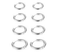 Sterling Silver Hoop Earrings, 4 Pairs, Silver Hoops Earrings, Hypoallergenic Small Hoop Earrings, Lightweight Cartilage Sterling Silver Earrings for Men and Women 8/10/12/14mm